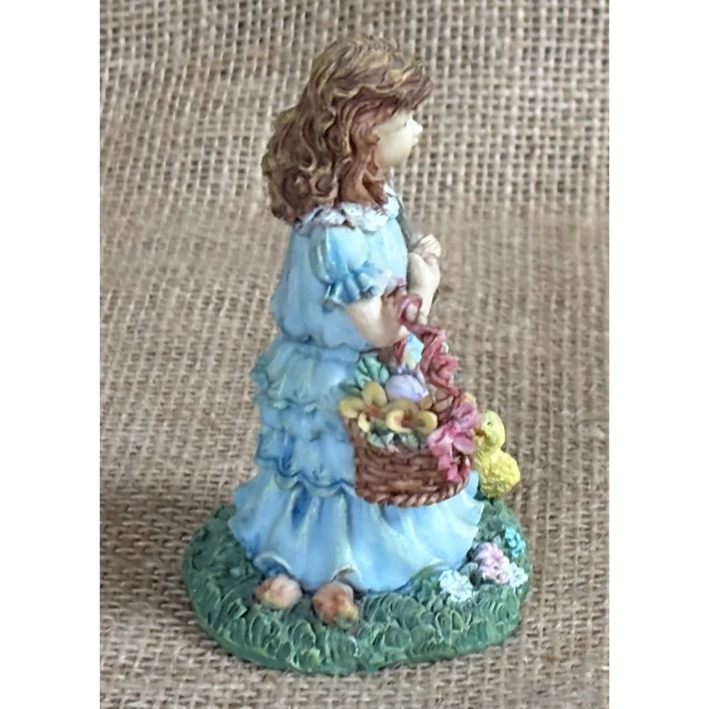 Vintage K’s Collection Gardening Girl with Duck Chick Resin Figurine Cottagecore